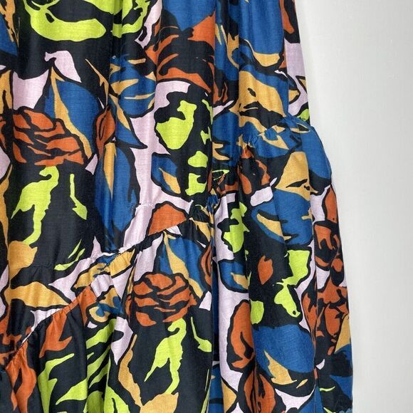 The ODELLS Paloma Skirt Womens Medium (*runs small) Floral Tiered Cotton Silk - Picture 5 of 12